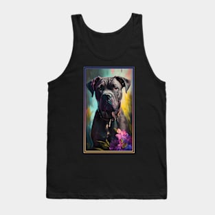 Cane Corso Dog Vibrant Tropical Flower Tall Digital Oil Painting Portrait 3 Tank Top